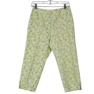 LIZ CLAIBORNE Lizsport 6 Floral Print Capri Pants‎ Cropped Spring Green White